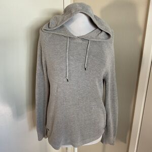 Lauren Ralph Lauren Gray Waffle Knit Hoodie M Medium Thermal Cotton Blend Top